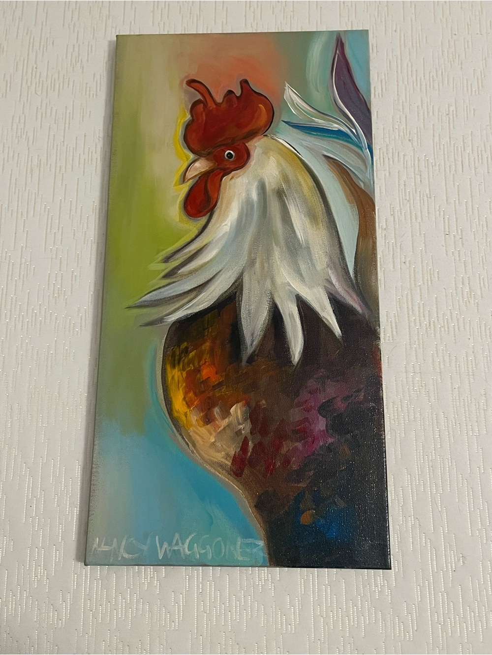 Hand-Painted Original Rooster on Canvas by Nancy Waggoner